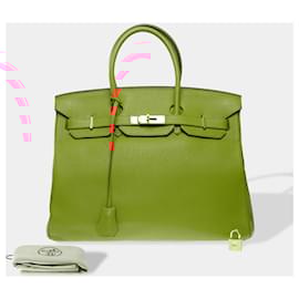 Hermès-HERMES Birkin 35 Bag in Orange Leather - 102595-Orange