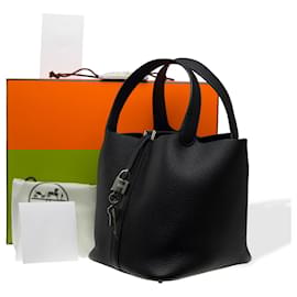 Hermès-HERMES Picotin Bag in Black Leather - 102610-Black