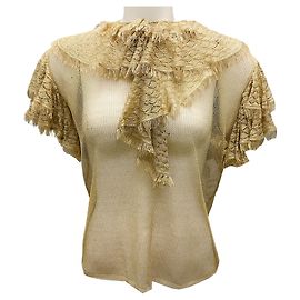 Gold Rüsch Crochetmuster Strickpullover Christian Dior Golden