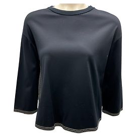 Top de algodón azul marino de manga tres cuartos Loro Piana Azul marino