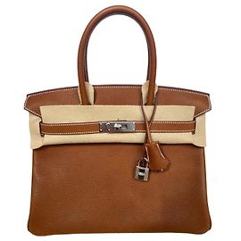 Hermès Birkin 30 couro Barenia Faubourg hardware de paládio 2024 Marrom Castanho claro Camelo