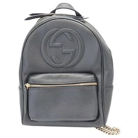 Gucci Leather Soho Interlocking G Backpack Black