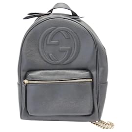 Gucci-Gucci Leather Soho Interlocking G Backpack-Black