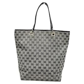 Gucci-Gucci Canvas Leather GG Tote Bag 0021098-Brown,Beige