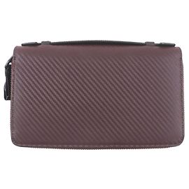 Alfred Dunhill Dunhill Leather Chassis Double Zip Organizer Wallet Brown