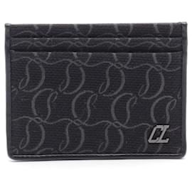 Christian Louboutin-Christian Louboutin Canvas Leather Card Case-Black