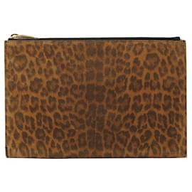 Yves Saint Laurent-Yves Saint Laurent Suede Clutch Bag 375950-Brown
