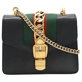Gucci-Gucci Sylvie Mini Chain Bag Leather Black-Black
