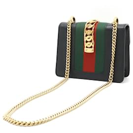 Gucci-Gucci Sylvie Mini Chain Bag Leather Black-Black