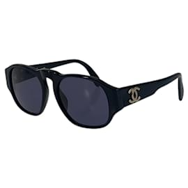 Chanel-Chanel Coco Mark Black Gold Sunglasses-Black