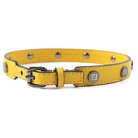 Fendi Leather Logo Belt Zucca Pattern Yellow