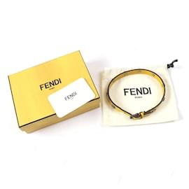 Fendi-Fendi Leather Logo Belt Zucca Pattern-Yellow
