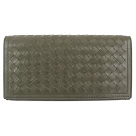 Bottega Veneta-Bottega Veneta Intrecciato Leather Bifold Wallet-Brown