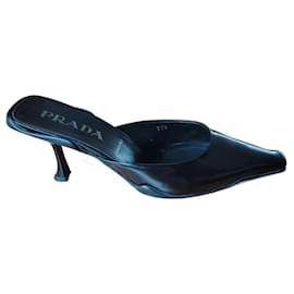 Prada-PRADA LEATHER SABOT WITH HEEL.-Black