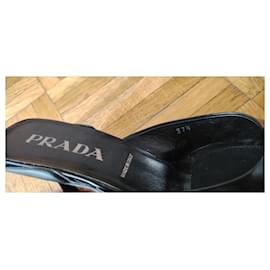 Prada-PRADA LEATHER SABOT WITH HEEL.-Black