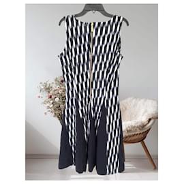 Michael Kors-Michael Kors Fit and Flare Navy Dress-White,Blue
