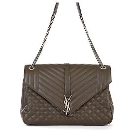 Sac à main Saint Laurent en cuir de chèvre matelassé marron Marron