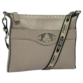 Fendi-Sac à épaule FENDI en cuir argent authentique hk2400-Argenté