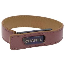 Pulseira de couro roxa CC Auth bs23239 CHANEL Roxo