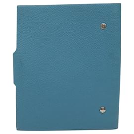 Hermès-HERMES Yuris MM Note Cover Leather Blue Auth bs23705-Blue
