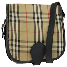 Autre Marque-Burberrys Nova Check Shoulder Bag Canvas Leather Beige Black Auth hk2348-Black,Beige