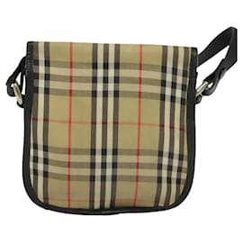 Autre Marque-Burberrys Nova Check Shoulder Bag Canvas Leather Beige Black Auth hk2348-Black,Beige