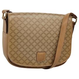 Céline-CELINE Macadam Canvas Shoulder Bag Beige Auth BA971-Beige