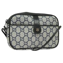 Gucci-GUCCI GG Plus Supreme Shoulder Bag PVC Navy Auth bs23879-Navy blue