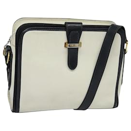 Céline-CELINE Shoulder Bag Leather White Auth BA829-White