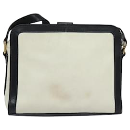 Céline-CELINE Shoulder Bag Leather White Auth BA829-White