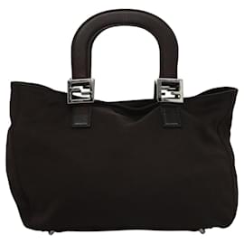 Fendi-Sac à main FENDI en nylon marron Auth hk2402-Marron