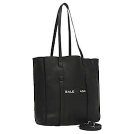 Balenciaga-BALENCIAGA Every Day Tote Bag Leather 2way Black Silver 489813 Auth fm4491-Black,Silvery