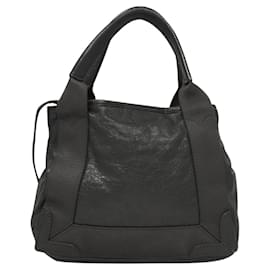 Balenciaga-BALENCIAGA Sac à main Cabas XS en cuir gris marine 390346 Auth hk2378-Marron