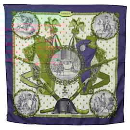 Hermès-HERMES Carre 90 Scarf ""NAPOLEON"" Silk Blue Auth ac3733-Blue
