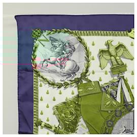 Hermès-HERMES Carre 90 Scarf ""NAPOLEON"" Silk Blue Auth ac3733-Blue