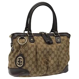 Gucci-GUCCI GG Canvas Hand Bag Beige Auth bs23666-Beige
