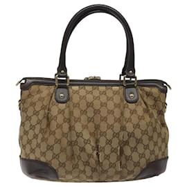 Gucci-GUCCI GG Canvas Hand Bag Beige Auth bs23666-Beige