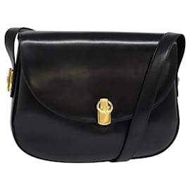 Gucci-GUCCI Shoulder Bag Leather Black Auth BA851-Black