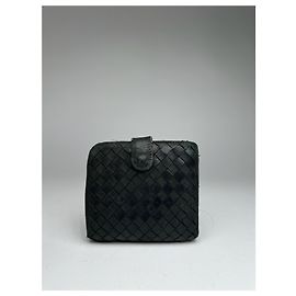 Cartera de cuero vintage Bottega Veneta negra Negro