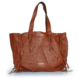 Valentino Garavani, tote de cuero con flecos C-Rockee Castaño