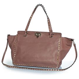 Valentino Garavani, Tote de cuero Medium rockstud Rosa