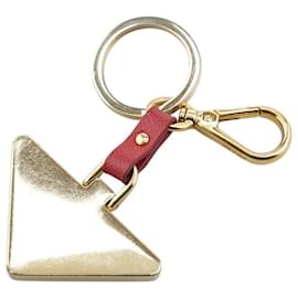 Prada-Prada Saffiano Leather Triangle Logo Keyring Charm-Red