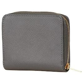 Céline-Celine Leather Round Zipper Coin Case-Grey