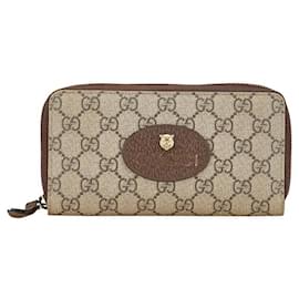 Gucci-Gucci GG Supreme Neo Vintage Zip Wallet-Brown,Beige
