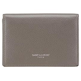 Yves Saint Laurent-Yves Saint Laurent Leather Card Case 468994-Grey
