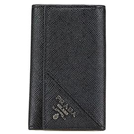 Étui à clés en cuir Saffiano Prada Noir