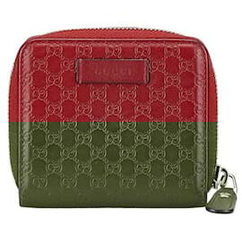 Gucci-Gucci Microguccissima Leather Wallet-Red