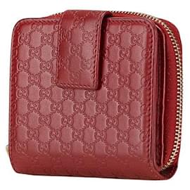 Gucci-Gucci Microguccissima Leather Wallet-Red
