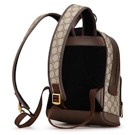 Gucci-Gucci Ophidia Backpack Beige Brown PVC Leather-Brown,Beige