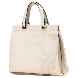 Gucci-Gucci Zumi Horsebit Leather Handbag-White